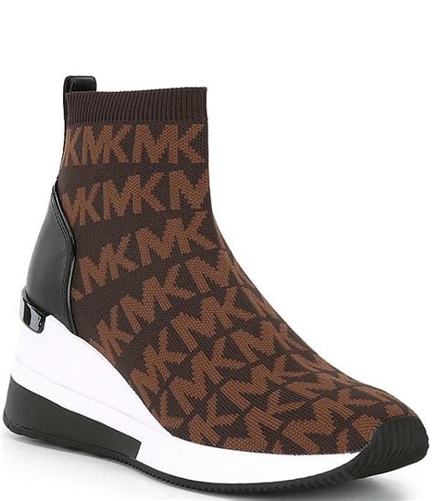 michael kors skyler sneaker booties|michael kors stretch knit sneakers.